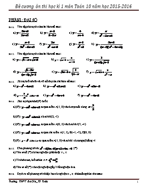Đề cương ôn thi học kì 1 môn Toán 10